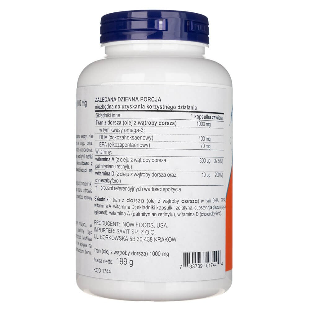 Now Foods tursa maksaõli, eriti tugev 1000 mg - 180 pehmet geeli