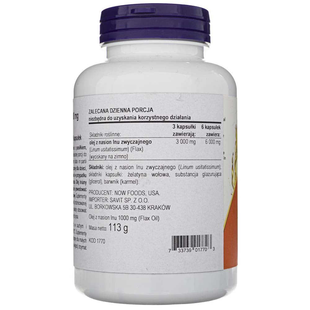 Now Foods linaõli 1000 mg – 100 pehmekapslit