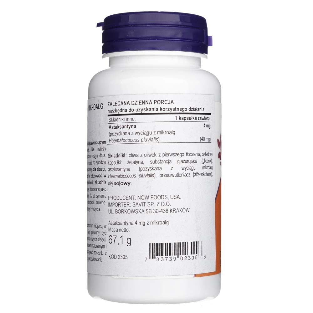 Now Foods astaksantiin 4 mg - 90 pehmekapslit