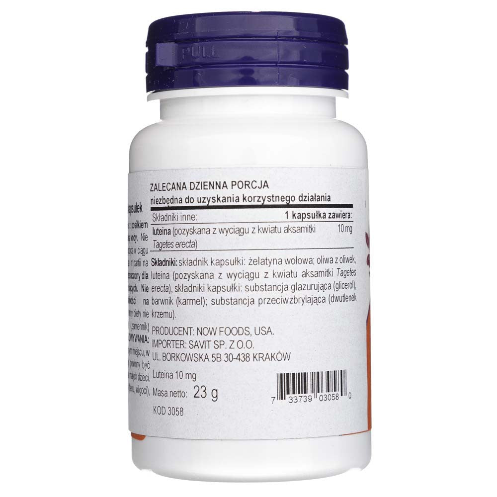 Now Foods Luteiin 10 mg – 60 pehmekapslit