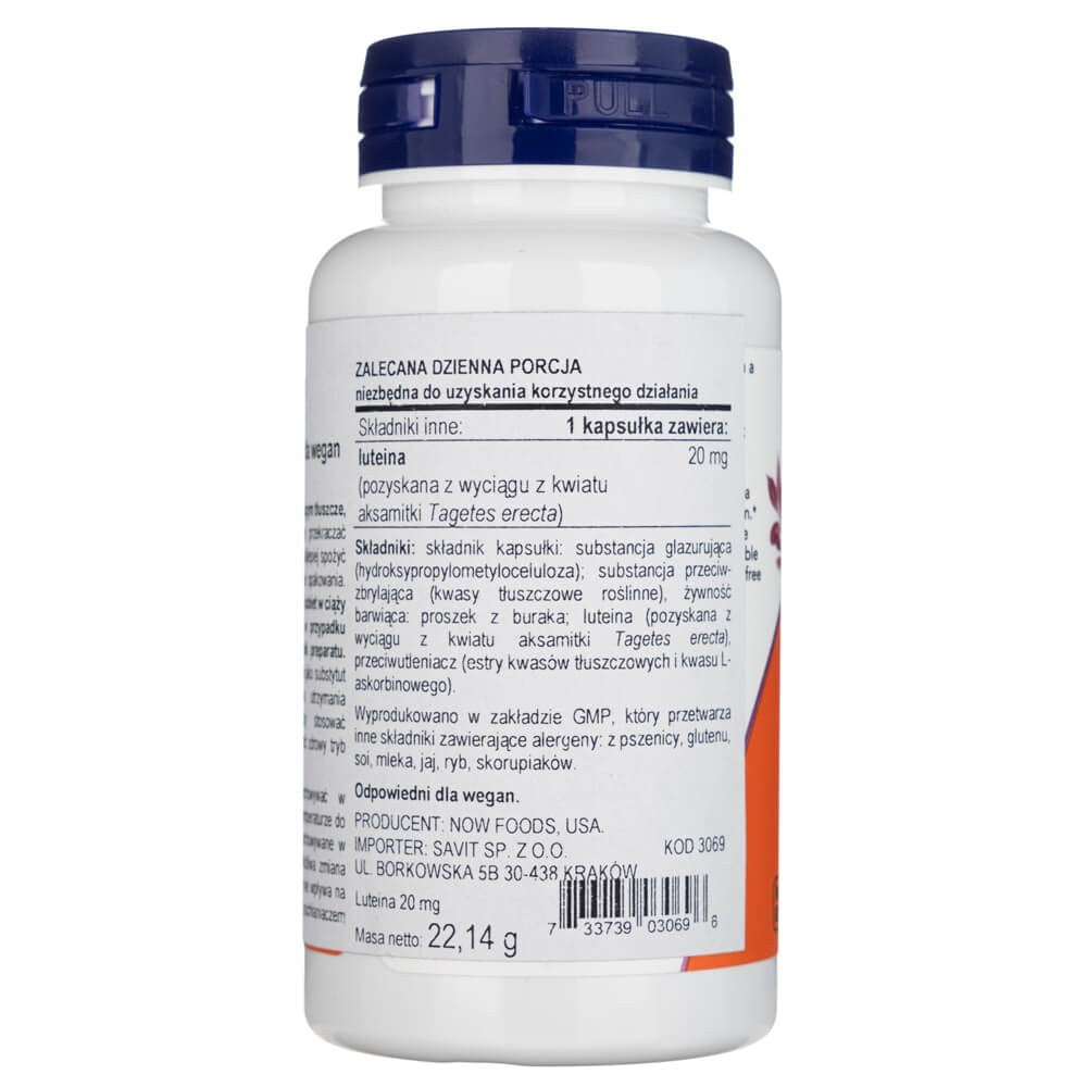 Now Foods Luteiin, topelt-tugevus 20 mg – 90 kapslit