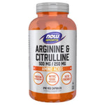 Now Foods L-arginiin 500 mg ja L-tsitrulliin 250 mg – 240 kapslit