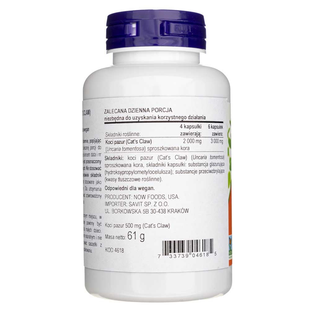 Now Foods kačių letena 500 mg - 100 kapsulių - Magnis.lt
