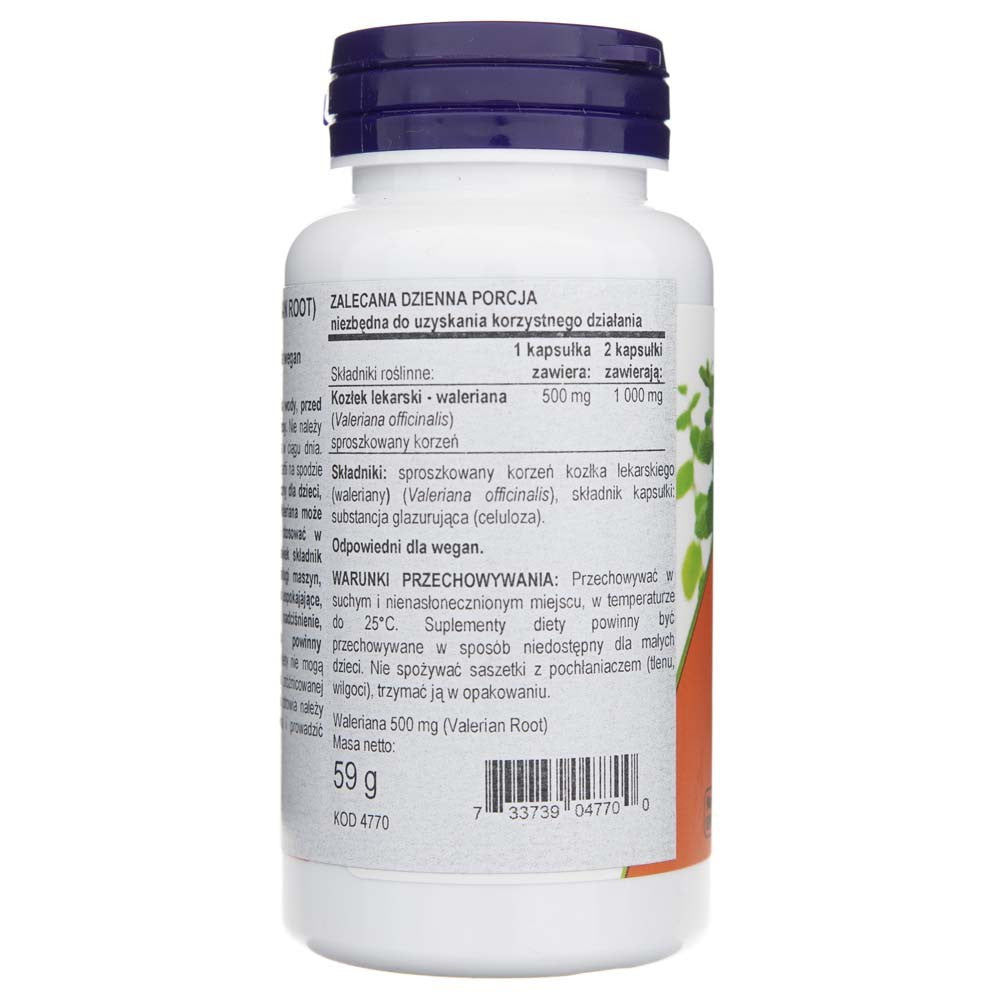 Now Foods Palderjani juur 500 mg - 100 kapslit