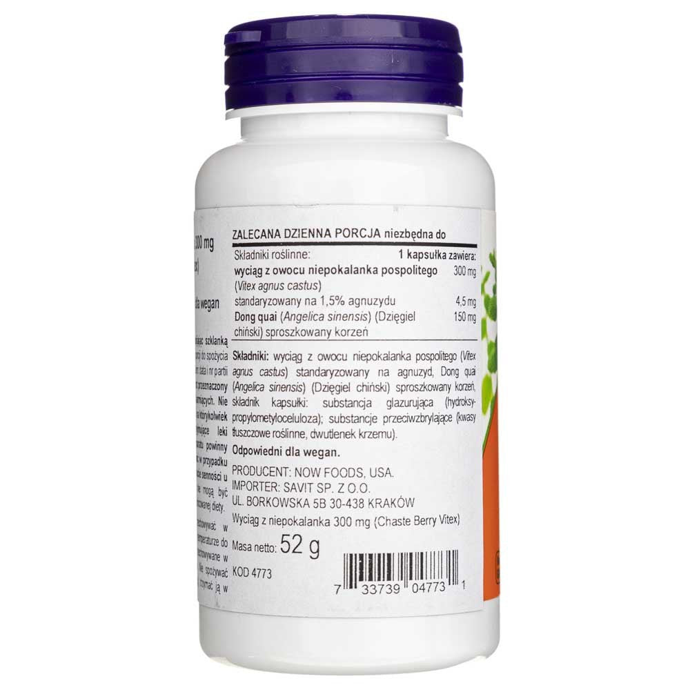 Now Foods Chaste Berry Vitex ekstrakt 300 mg – 90 kapslit