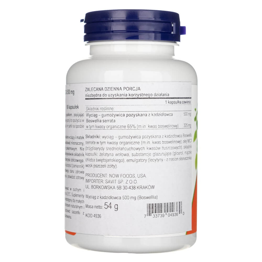 Now Foods Boswellia ekstrakt 500 mg - 90 pehmet geelkapslit