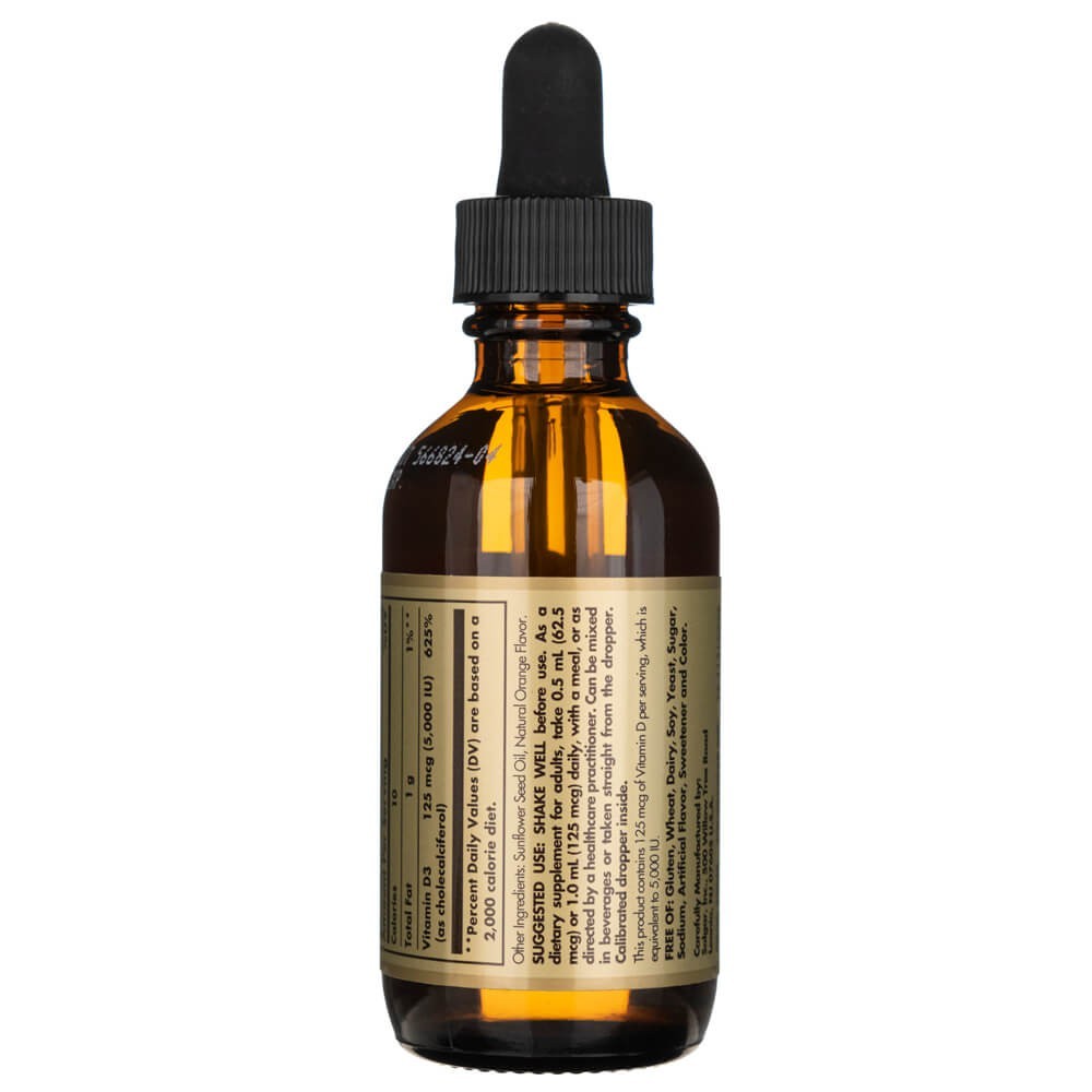 Solgar vedel D3-vitamiin 125 mcg (5000 IU), loodusliku apelsinimaitsega - 59 ml