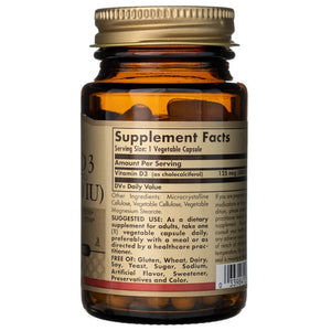 Solgar Vitamiin D3 125 mcg (5000 IU) – 60 kapslit