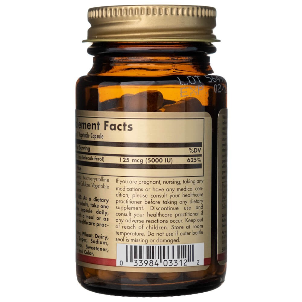 Solgar Vitamiin D3 125 mcg (5000 IU) – 60 kapslit