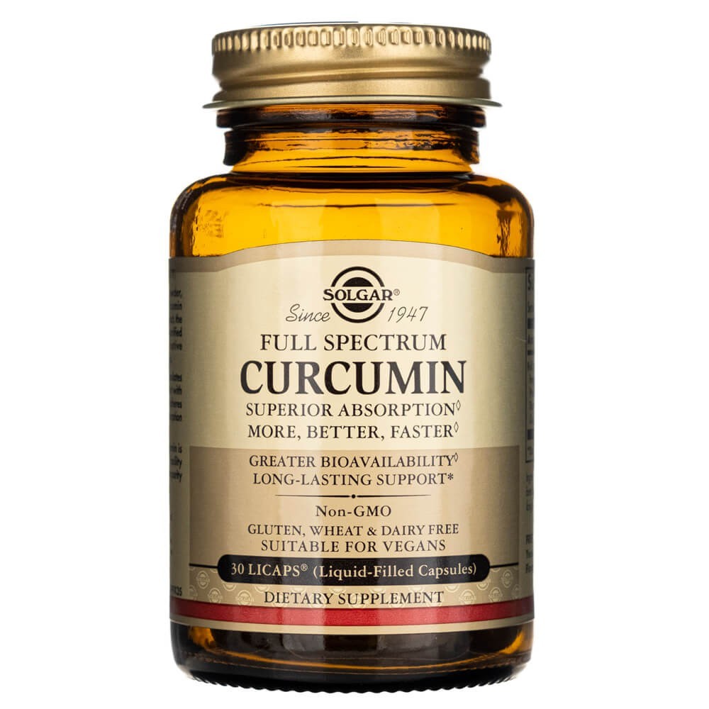 Solgar Full Spcetrum Curcumin skystasis ekstraktas - 30 minkštųjų gelių - Magnis.lt
