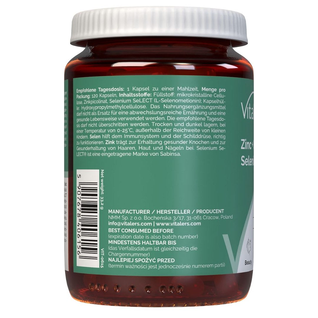 Vitaleri Tsink 15 mg + Seleen 200 mcg – 120 kapslit