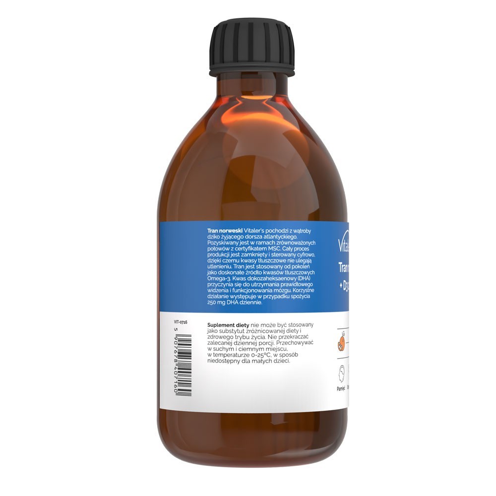 Vitaler's Norra Tursaõli Oomega-3 1200 mg D3 2000 TV, apelsinimaitseline, 1200 mg - 250 ml