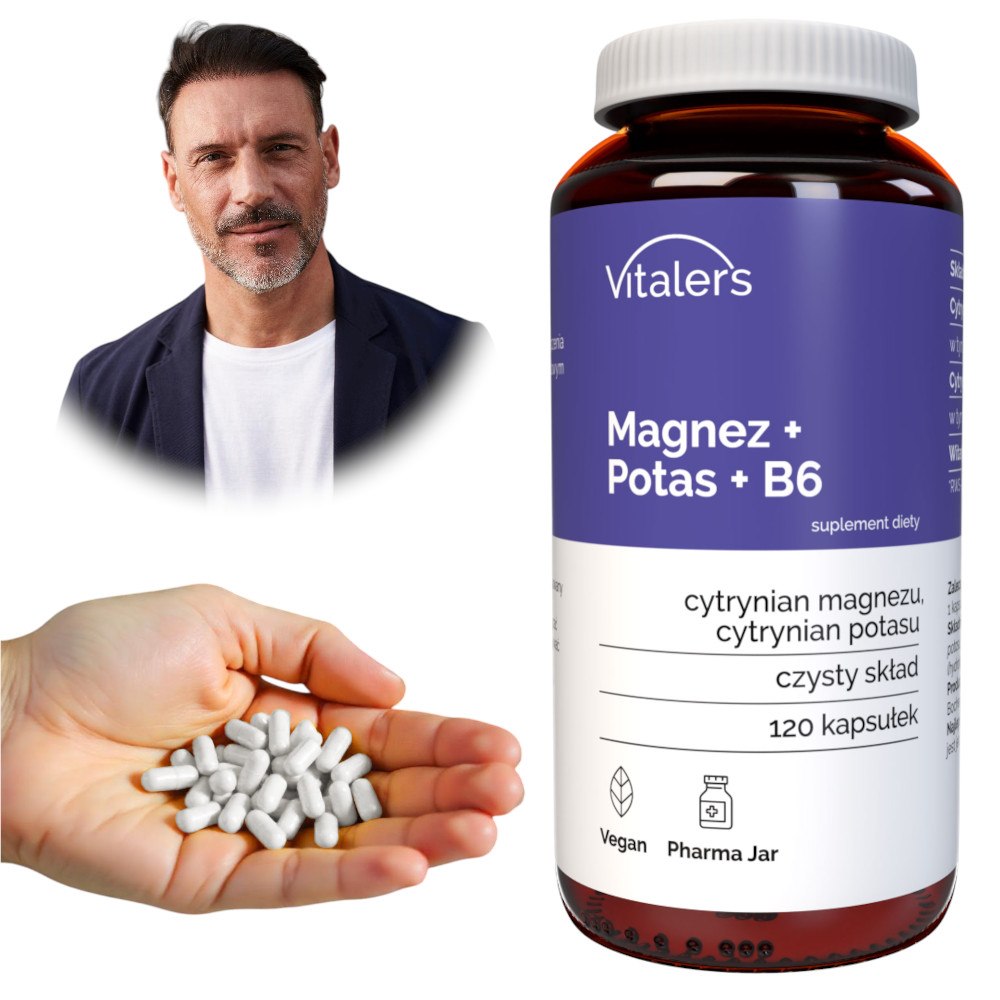 Vitaler magneesium 100 mg + kaalium 150 mg + B6-vitamiin 10 mg - 120 kapslit