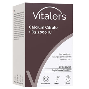 Vitaler's Kaltsiumtsitraat 1200 mg + D3-vitamiin 2000 IU - 60 kapslit