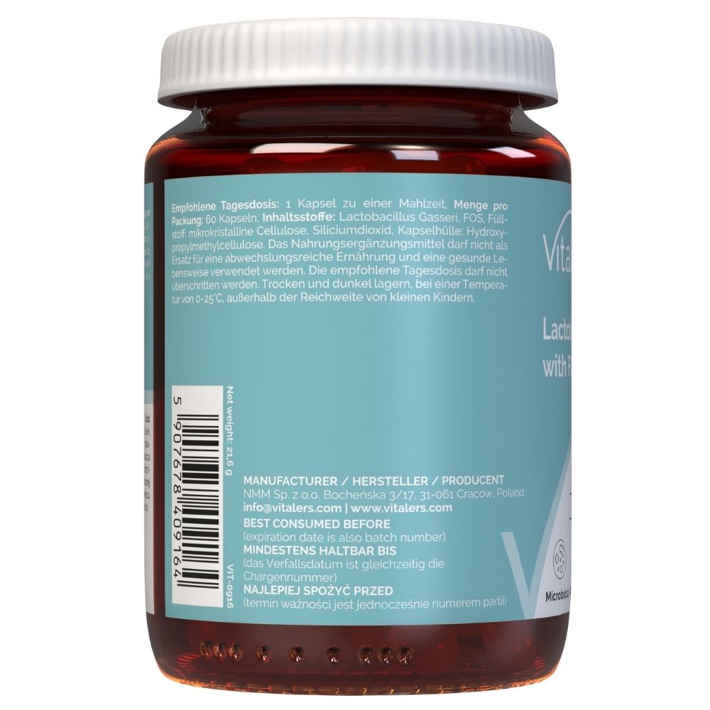 Vitaler's Probiotikum Lactobacillus Gasseri FOS-iga – 60 kapslit