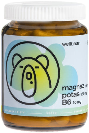 Wellbear Magneesium 100 mg + Kaalium 150 mg + B6 10 mg – 60 kapslit