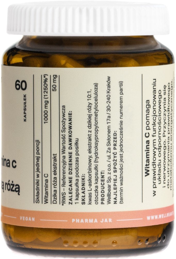 Wellbear C-vitamiin kibuvitsamarjadega 1000 mg – 60 kapslit