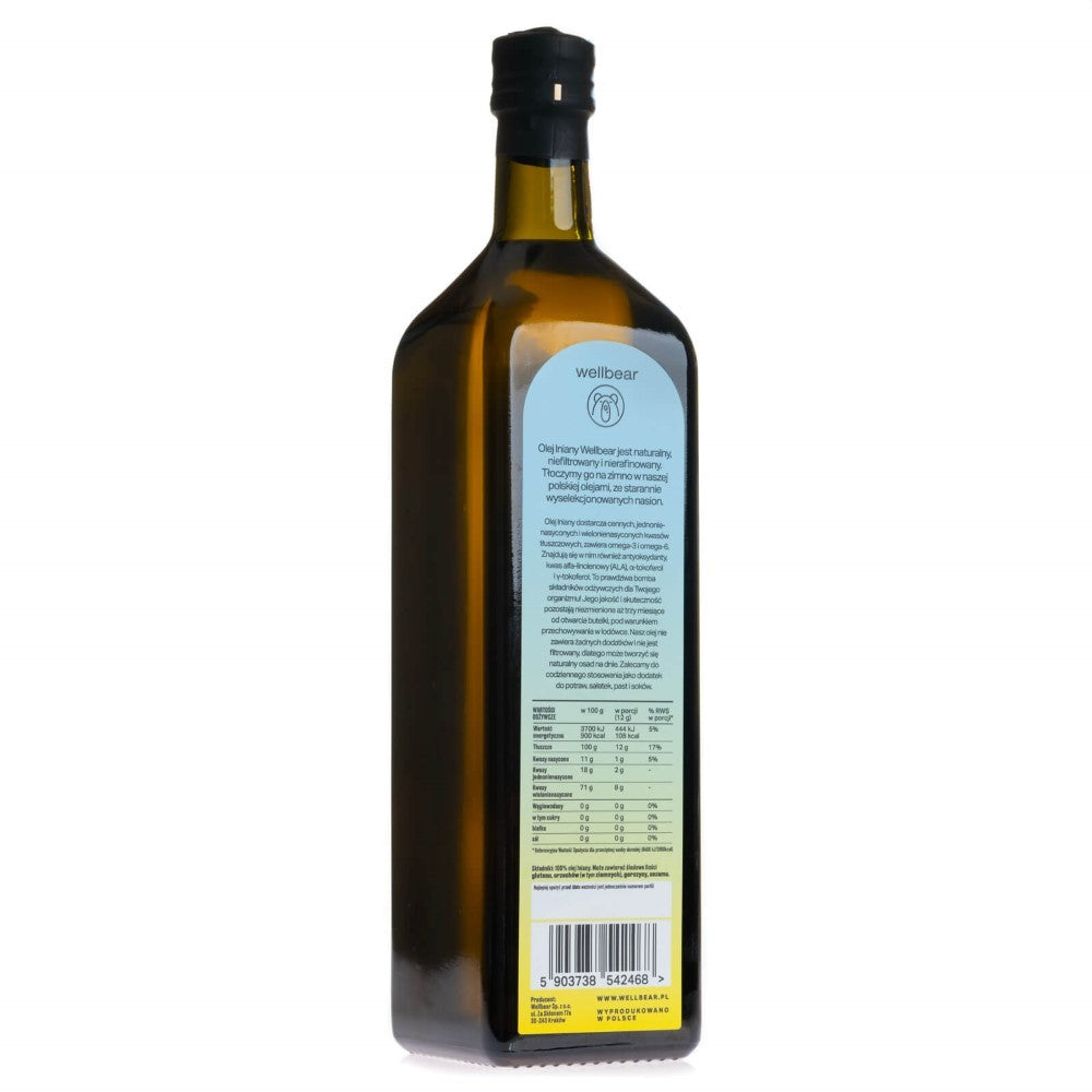 Wellbear külmpressitud linaseemneõli - 1000 ml