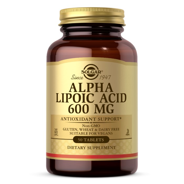 Solgar alfa-lipoehape 600 mg - alfa-lipoehape 600 mg 50 tabletti