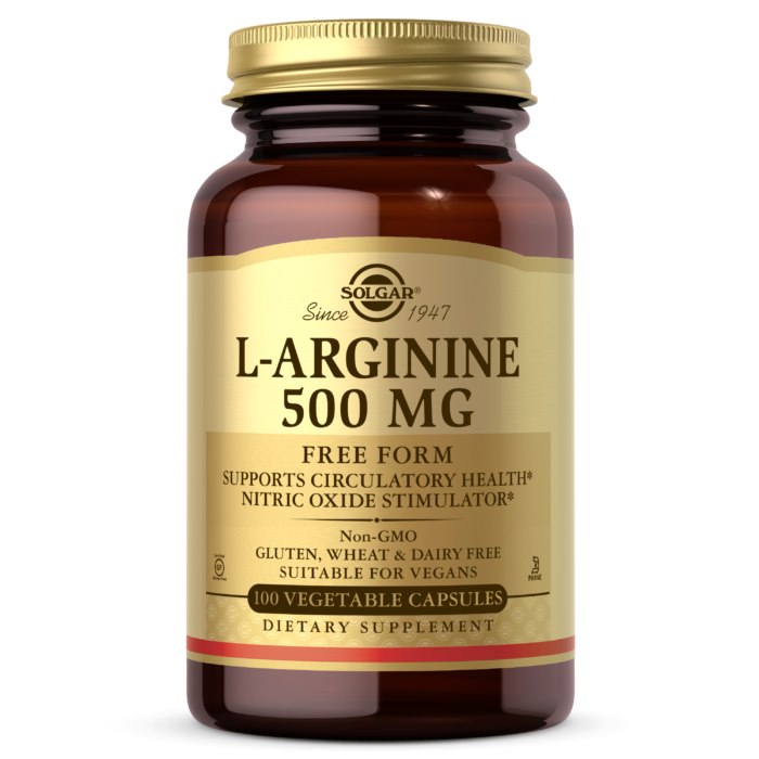 Solgar L-arginiini vaba vorm - L-arginiini vaba vorm 500 mg 100 kapslit