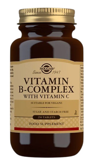 Solgar B-vitamiini kompleks C-vitamiiniga stressi vastu, 250 tabletti