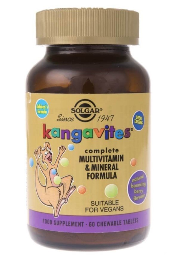 Solgar Kangavites multivitamiinid ja mineraalid – marjamaitselised närimistabletid 60 tk