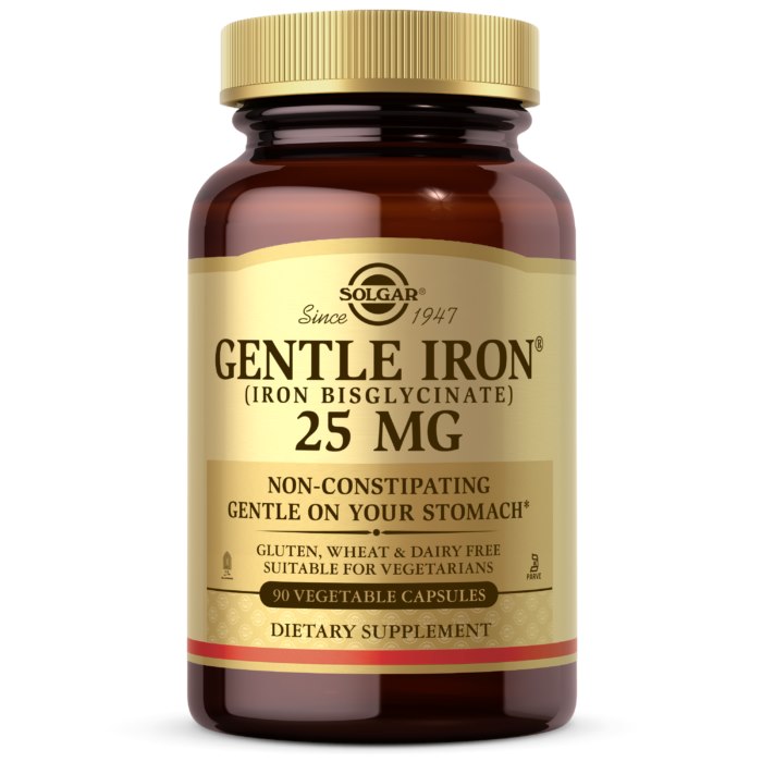 Solgar Gentle Iron 25 mg – õrn rauaühend – raudbisglütsinaat 90 kapslit