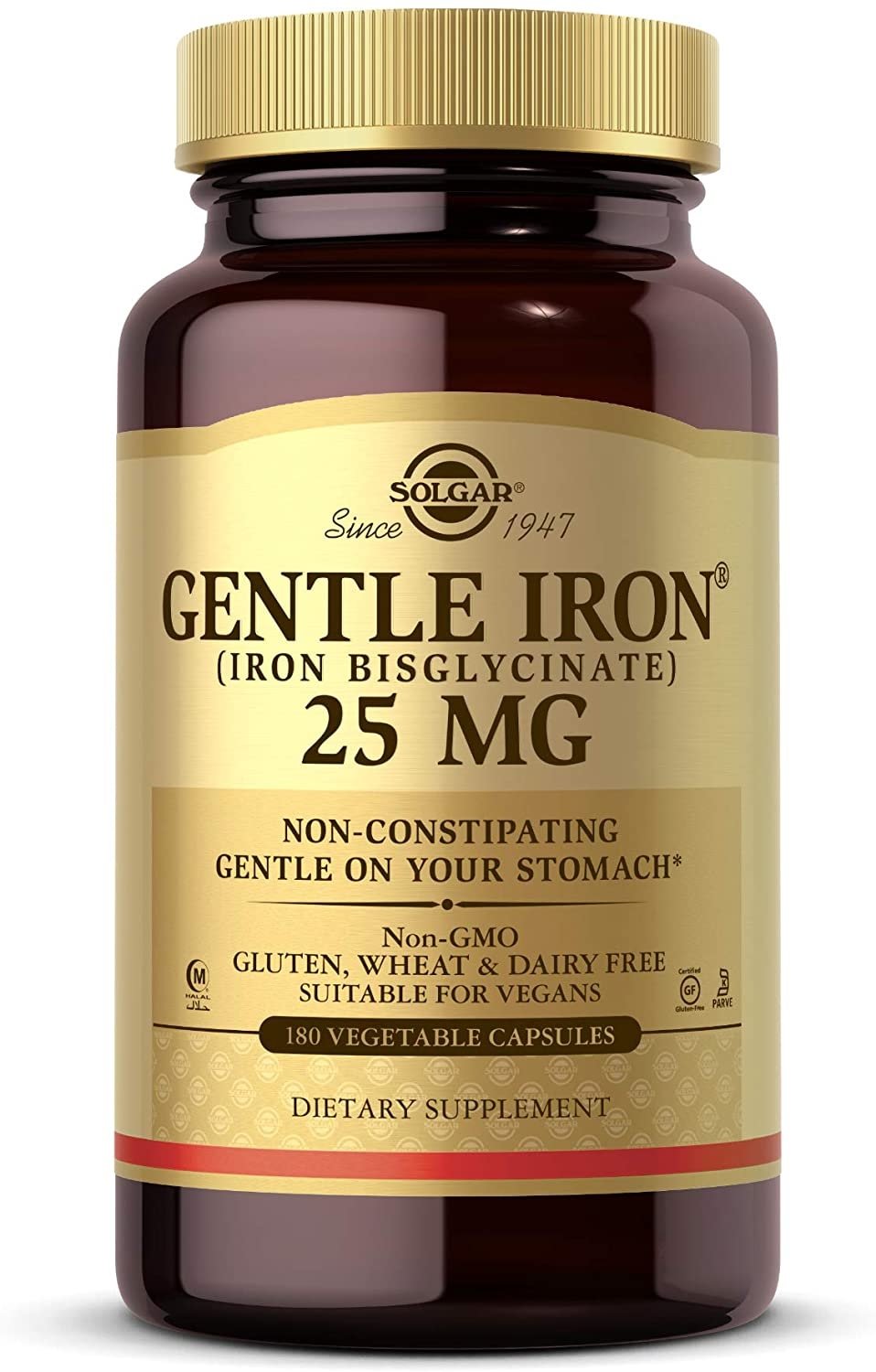 Solgar Gentle Iron 25 mg – õrn rauaühend – raudbisglütsinaat 180 kapslit