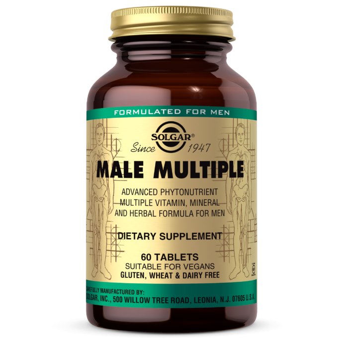 Solgar Male Multiple – spetsiaalne vitamiinide ja mineraalide valem koos looduslike koostisosadega 60 tabletti