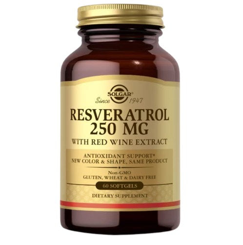 Solgar Resveratrol 250 mg punase veini ekstraktiga - Resveratrol 250 mg ja punase veini ekstrakt 60 kapslit