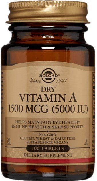 Solgar kuiv A-vitamiin 5000 IU 1500 mcg - kuiv A-vitamiin 100 tabletti