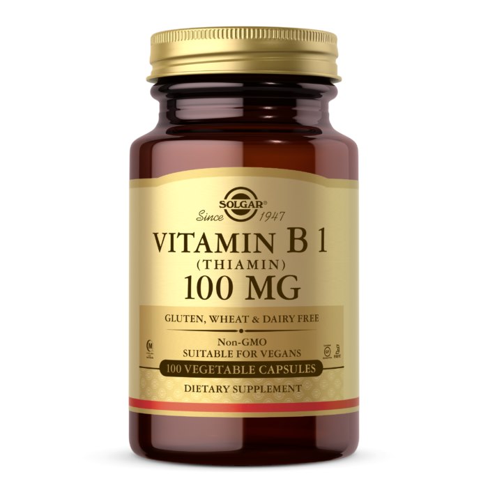 Solgar vitamiin B1 tiamiin - tiamiin 100 mg 100 kapslit