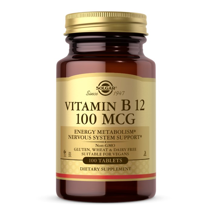 Solgar B12-vitamiin - B12-vitamiin 100 µg 100 tabletti