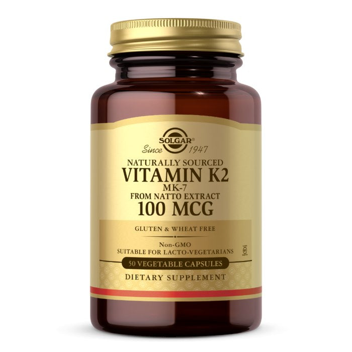 Solgar naturaalne K2-vitamiin MK-7 – looduslik K2-vitamiin Nattoga 100 µg 50 kapslit.