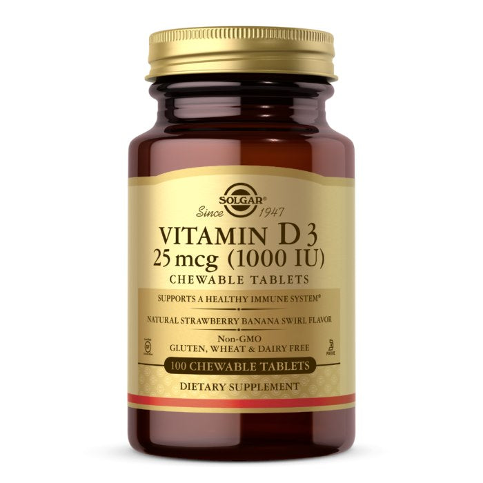 Solgar D3-vitamiin 1000 IU 25 mcg närimistabletid 100 tabletti