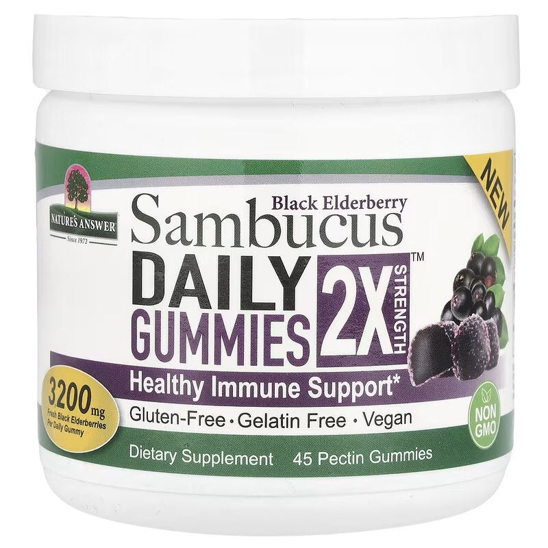 Nature's Answer Sambucus Daily kummikommid 2 korda kangemad mustast leedripuust 45 kummikommi