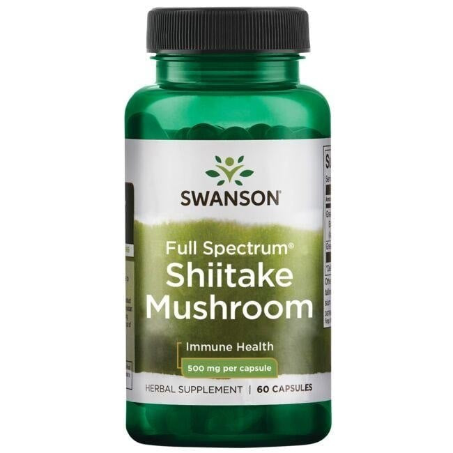 Swansoni täisspektri šiitake seened 500 mg 60 kapslit