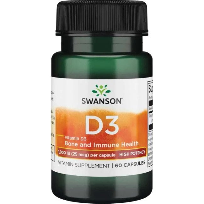 Swansoni D3-vitamiin 1000 RÜ 25 mcg 60 kapslit