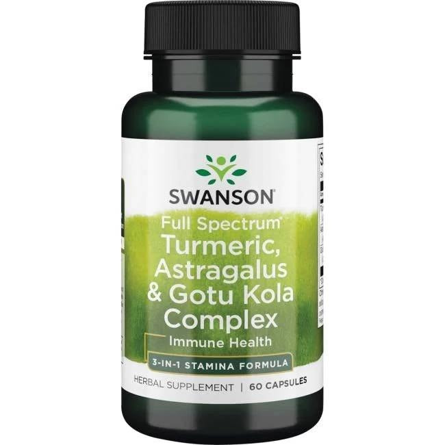 Swansoni täisspektri ashwagandha, astragalus ja gotu kola kompleks, 60 kapslit