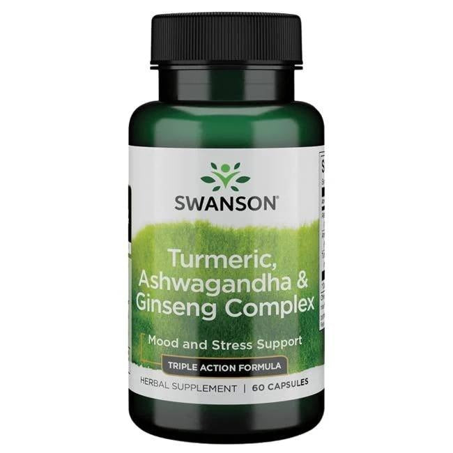Swanson kurkumiini, ashwagandha ja ženšenni kompleks 60 kapslit