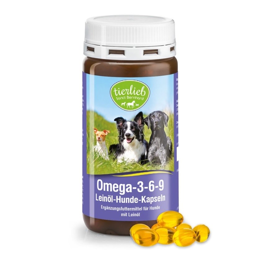 TIERLIEB Omega 3-6-9 linaseemneõliga koertele 180 kaps.