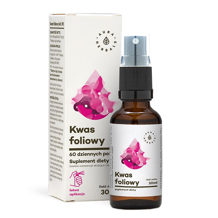 AURA HERBALS Vitamiin B9 Forte foolhape – toidulisand sprei kujul 30 ml
