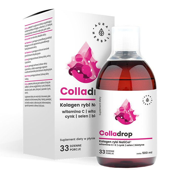 AURA HERBALS Colladrop - NatiCol kalakollageen C-vitamiiniga vedelal kujul 500 ml