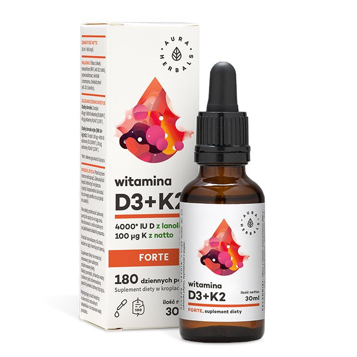 AURA HERBALS vitamiin D3 + K2mk7 Forte tilkadena 30 ml