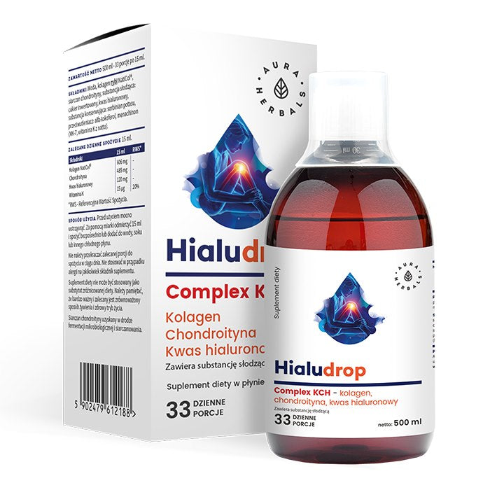 AURA HERBALS Hialudrop kompleksi KCH – kollageen, kondroitiin, hüaluroonhape 500 ml