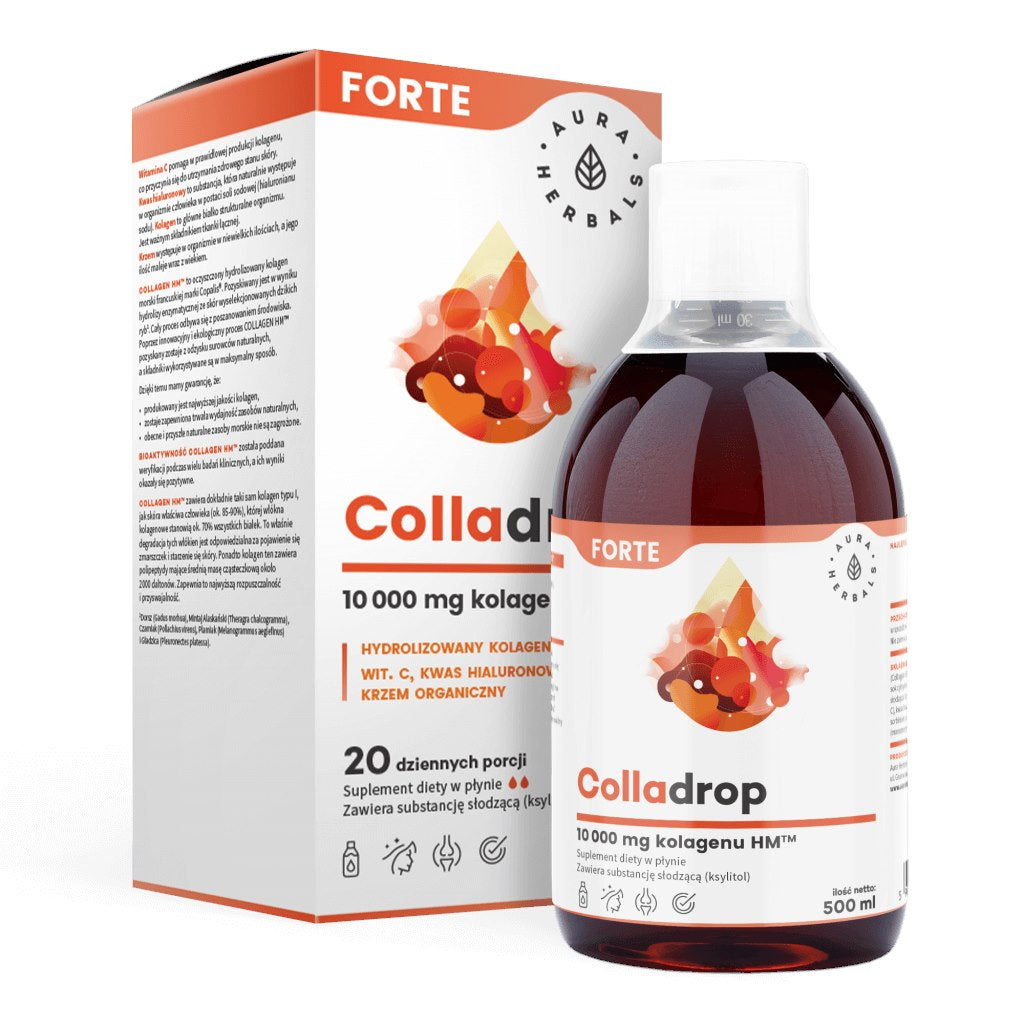 AURA HERBALS Colladrop Forte – kollageen HM 10 000 mg vedelik 500 ml
