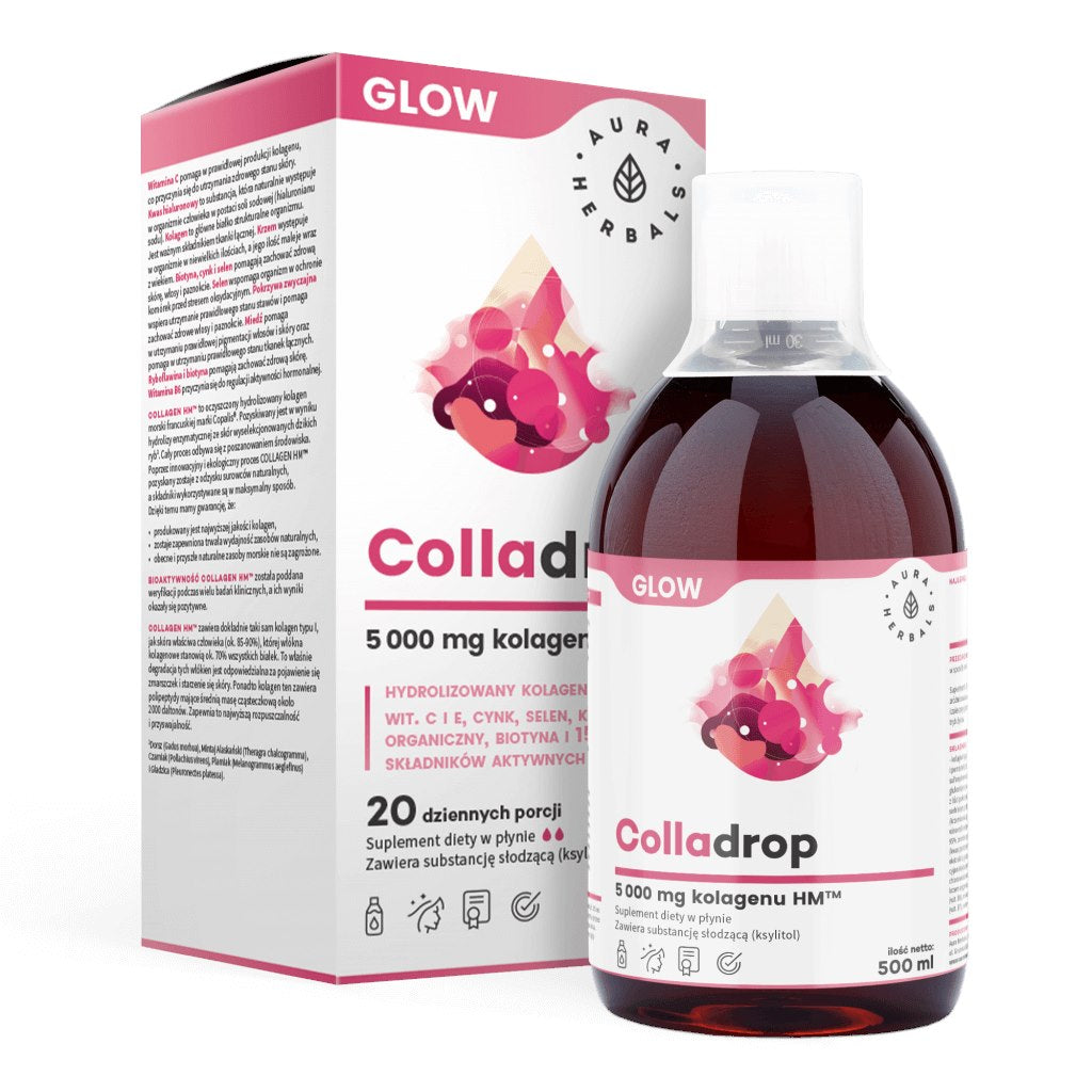 AURA HERBALS Colladrop Glow – kollageen HM 5000 mg vedelik 500 ml