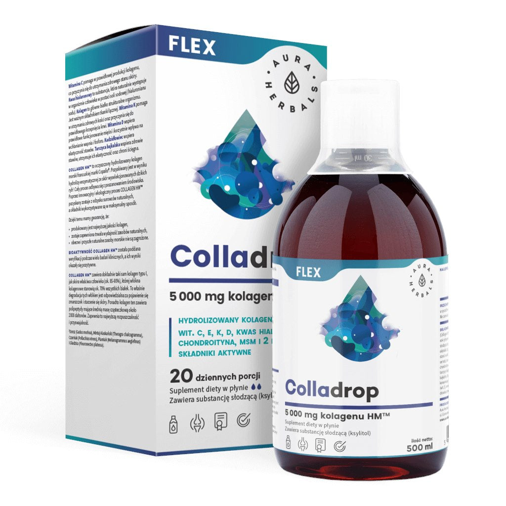 AURA HERBALS Colladrop Flex - kollageen HM 5000 mg vedelik 500 ml