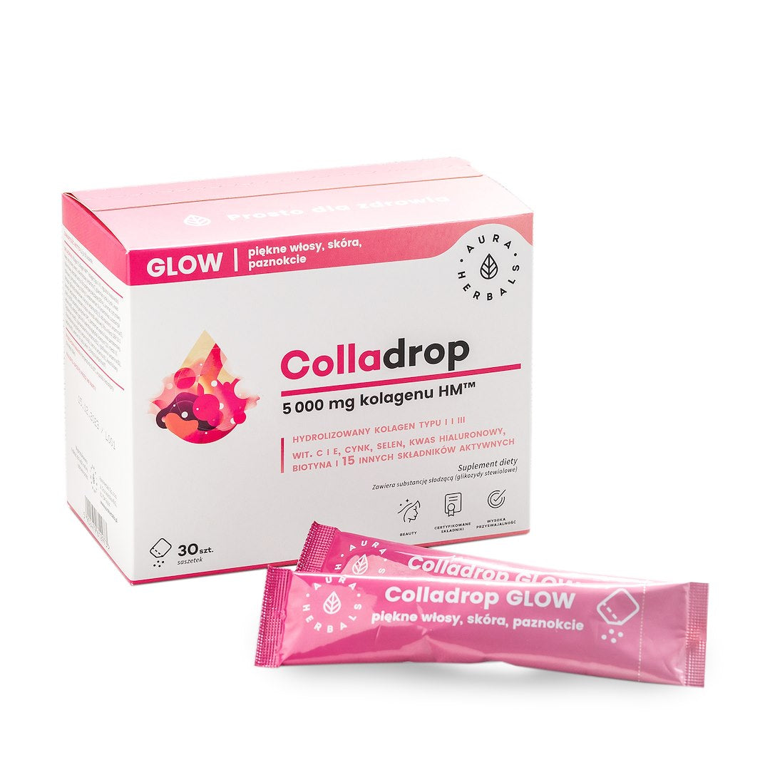 AURA HERBALS Colladrop Glow - kollageeni HM 5000 mg pakikesed 6,2 g 30 tk.