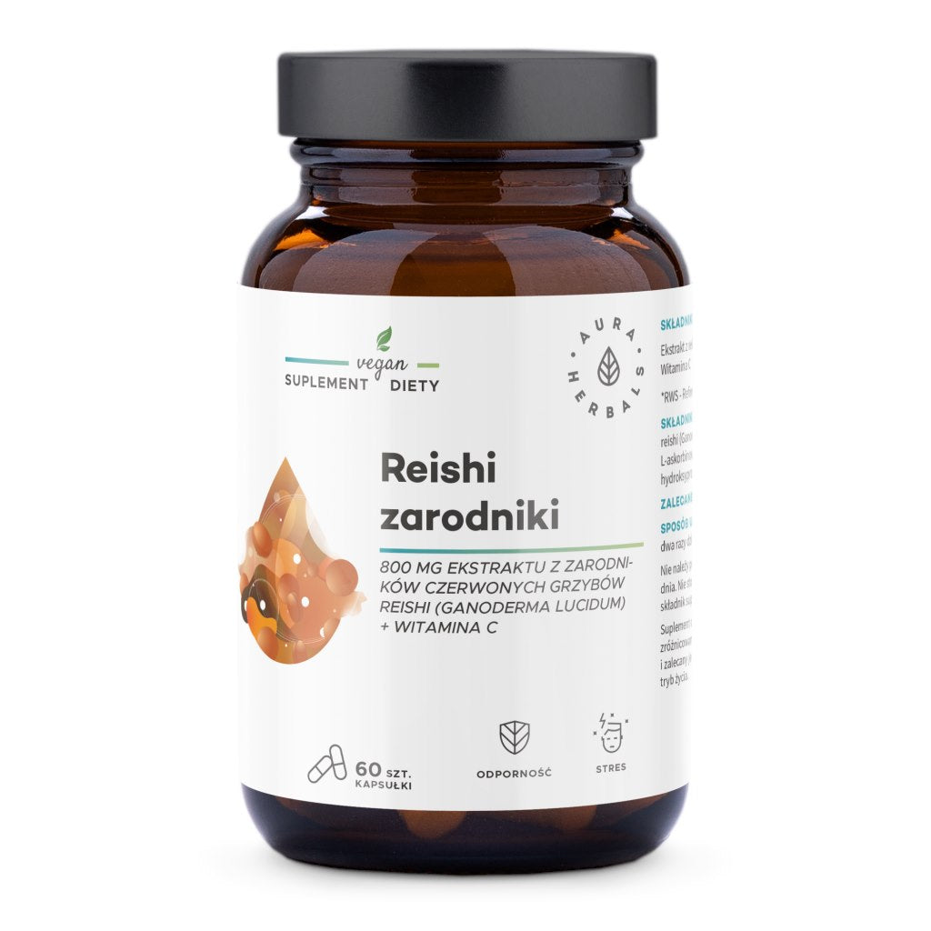 AURA HERBALS Reishi eosed 800 mg + C-vitamiin 60 kapslit